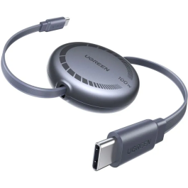 Câble UGREEN USB-C vers USB-C PD, rétractable, charge rapide 100W, transfert de données, 1 mètre, design noir moderne Precio: 32.34. SKU: B12B294A7C