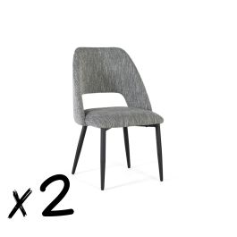 GINER Y COLOMER Lot de 2 chaises design en tissu gris avec structure en bois et pieds en métal noir - Dimensions (LxPxH): 57x52x91 cm Precio: 371.988. SKU: B1D9EKQ2JQ
