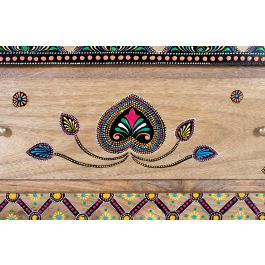 GINER Y COLOMER Commode en bois massif de manguier avec détails peints à la main - Design robuste naturel