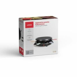 Livoo Raclette DOC207P pour 6 Personnes - 800W - Puerta Grill Extraíble - 6 Espátulas y 6 Ollas