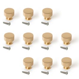 Emuca Lot de 10 boutons pour meubles Argos, diamètre 30mm, Aluminium, Or