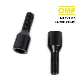Omp OMPS09621201 Jeu de 4 Vis Allen M12x1.25 Conique Long 26 mm Clé 17-19 Couleur Noire Din 10.9
