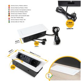 Emuca Multiconnecteur Atom 26 A+C pour bureau, EU, Peint en blanc, Acier et Plastique et Zamak.