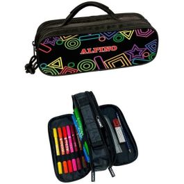 Pochette à crayons triple Alpino Mini Black Multicouleur (12 Unités)