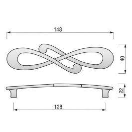 GIUSTI Poignée Otto Zamak Chrome 128 mm (Set de 50)