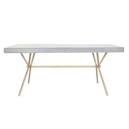 Table de Salle à Manger DKD Home Decor Gris Doré Blanc Laiton Bois de manguier (180 x 90 x 76 cm)