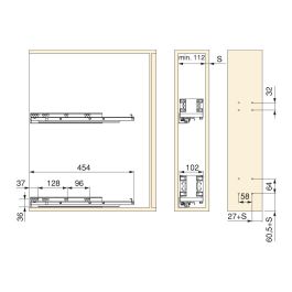 Emuca Porte-bouteilles latéral extractible Titane Simplex avec fermeture amortie, module 150mm, Gris anthracite