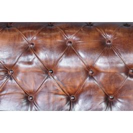 Giner y Colomer Sofa Chester 3 Places en Cuir Brun Vieilli - Canapé en Cuir Naturel Marron (76x200x85 cm)