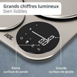 Ade ISABELLA Balance de cuisine digitale pour 2 personnes, Acier inoxydable/Plástico, 23 x 16,5 cm, ADE4262379094097