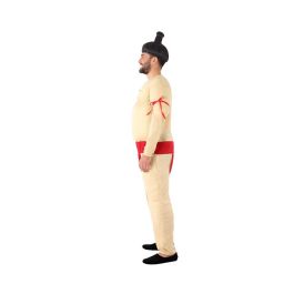 Déguisement Sumo Homme Adulte Taille M-L Rouge - Costume de lutteur japonais avec remplissage et bretelles en polyester