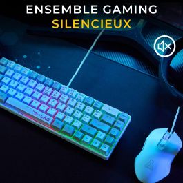 The G-Lab Combo Hydrogen TGL3760162053555 Pack 2 en 1 Clavier AZERTY Souris avec fil Blanc/Gris
