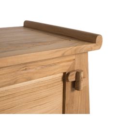GINER Y COLOMER Coffre de Rangement en Bois de Teca Massif, Style Oriental, Finition Naturelle, L 114 x P 40 x H 42 cm