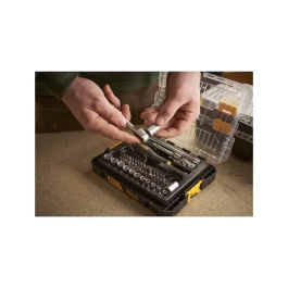 Stanley FMMT98101-0 Coffret de douilles Stakbox M 1/4" FatMax - 48 pièces avec clés mixtes et coffret mobile transparent