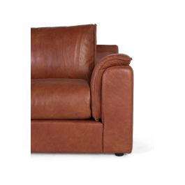 Giner y Colomer - Canapé 3 places en cuir 100% naturel marron, style vintage contemporain - Dimensions : 227 x 95 x 85 cm