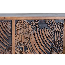 GINER Y COLOMER Buffet en bois d'acacia naturel avec détails noirs et pieds métal - 190 cm