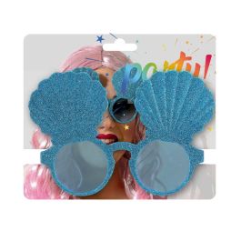 Lunettes de déguisement fantaisie Sirène et Huîtres bleues brillantes - Idéales pour fêtes et photos thématiques marines