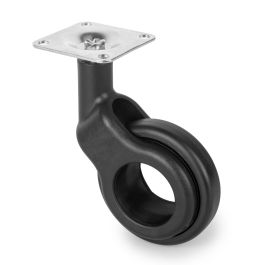 Emuca Lot de 4 roulettes Hole 2 avec plétine de montage, diamètre 60mm, Acier et Plastique, Peint en noir