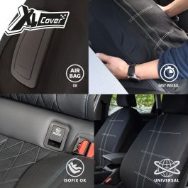 XLC Juego de 2 fundas para asientos delanteros de coche - XLCOVER - Compatibles con airbags - Negras - Fundas para asientos y reposacabezas AAAQG37667