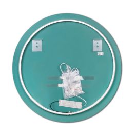 Emuca Miroir Zeus avec éclairage décoratif à LED et cadre noir, diamètre 80 cm, AC 230V 50Hz, 12 W, Aluminium et Verre