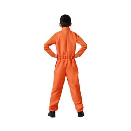 Déguisement Prisonnier Enfant 10-12 Ans, Costume Halloween Orange avec Taches de Sang Réalistes pour Garçon, Polyester