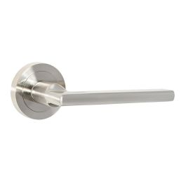 HERRAJES ALK Manivelle de porte noire mate et aluminium mate, rosette ronde Ø50 mm, finition aluminium