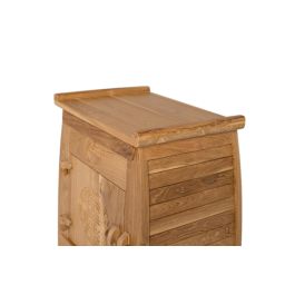 GINER Y COLOMER - Table de chevet en bois massif de teck - 60 cm de haut - 1 tiroir et 1 porte - Design artisanal oriental - 54x37 cm