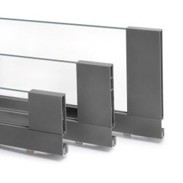 Emuca tiroir Extérieur Vertex 40kg côtés en verre 93mm de haut, 450mm de profondeur, Acier & Aluminium et Verre, Gris Anthracite