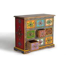 GINER Y COLOMER - Commode 9 tiroirs en bois de manguier massif avec finition peinte à la main - Buffet de rangement artisanal