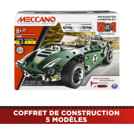 Meccano - APM20102 - Cabriolet Rétro Friction - Coffret de Construction pour 5 Modèles de Voitures Rétro Motorisées - Kit pour Enfants dès 8 Ans - 225 Pièces