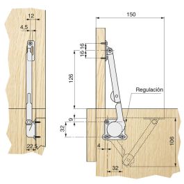CEAM Charnière Arc Ressort Réglable Nickel Main Droite