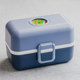 Monbento MB Tresor - Lunch box enfants 3 compartiments, 800 ml (500 ml + 2x150 ml), sans BPA, micro-ondes/lave-vaisselle - Boite repas modulable personnalisable