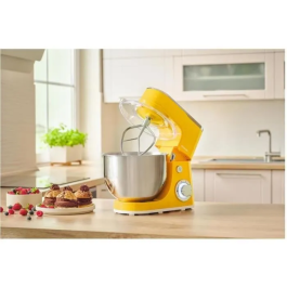 Sencor STM 3636YL Robot pâtissier multifonction 1300 W avec bol inox 5,5 L, 6 vitesses, fonction pulse et 3 accessoires pour pétrir
