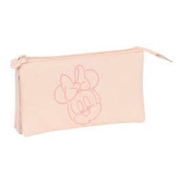 Trousse Fourre-Tout Triple Minnie Mouse Rose clair 22 x 12 x 3 cm