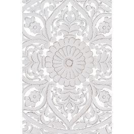 GINER Y COLOMER Cabecero MDF Blanc Vieilli 120x120 cm, Tête de Lit Décorative Panneau Mural Sculpté à la Main, Accrochage Horizontal ou Vertical