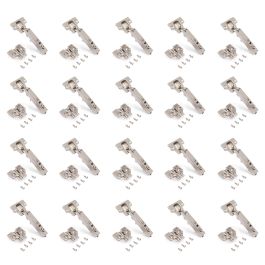 Emuca Lot de 20 charnières droites X92 avec fermeture amortie et embase à visser, Hauteur 0, Acier, Nickelé