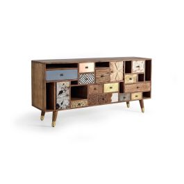 Giner y Colomer Acaba2 - Buffet/Commode en Mango Massif, Finitions Texturées (Laiton Martelé, Cuir), Coloris Naturel, Montage Requis Precio: 1547.988. SKU: B1A3LJF5J6