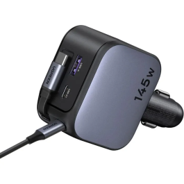 UGREEN Chargeur Allume-Cigare 145W avec Câble USB-C Rétractable - Recharge Rapide pour Smartphone, Tablette et PC Portable USB-C PD