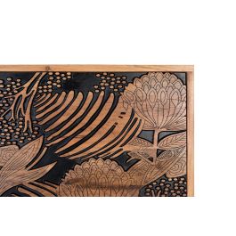 GINER Y COLOMER Tête de lit en bois massif d'acacia 166x81 cm, couleur naturelle et noir, avec nœuds et veines authentiques, livraison en 1 colis