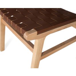 GINER Y COLOMER - 2 Chaises en Bois de Caoutchouc Naturel et Marron avec Assise en P.U. Tressé - Design Contemporain - H86 x L50 x P57cm - 12 kg
