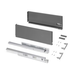 Emuca Tiroir extérieur Protone 30kg , coulisses à sortie totale et fermeture amortie, hauteur 178mm, profondeur 500mm, Acier, Gris anthracite