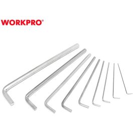 Jeu de Clés Allen Workpro 1,5, 2, 2,5, 3, 4, 5, 6, 8, 10 mm Hexagonal 9 Pièces (9 Unités)