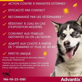 Advantix Pipetas antiparasitarias 6 pour chiens de 40 à 60 kg - 6 pipettes de 6 ml