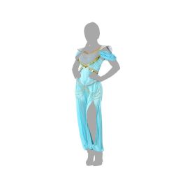 Déguisement Princesse Arabe Bleu Ciel pour Femme Adulte Taille XS-S - Robe avec Dorures et Hombreras Grises
