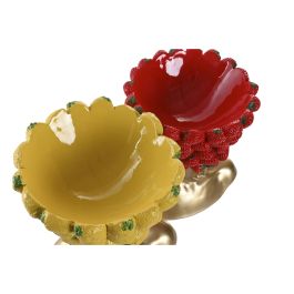 Vase Home ESPRIT Jaune Rouge Résine Doré Moderne Fruits 28 x 17 x 35 cm (2 Unités)