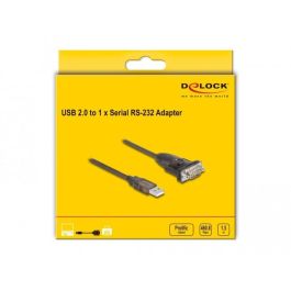 DeLOCK Adaptateur USB 2.0 Type-A vers Port Série RS-232 DB-9 Mâle, Câble 1,5 m, Noir - Convertisseur USB/Serial