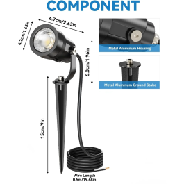 Foco LED pour Jardin 5W 60° IP65 3000K Finition Noire avec Pique