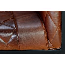 GINER Y COLOMER Chaise en cuir naturel avec piètement métal marron et noir - Assise 45 cm de large