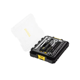 Stanley FMMT98101-0 Coffret de douilles Stakbox M 1/4" FatMax - 48 pièces avec clés mixtes et coffret mobile transparent