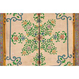 GINER Y COLOMER Comode en bois de manguier et MDF peint à la main 2 portes étagère intérieure finition patine antique 77x65x33 cm