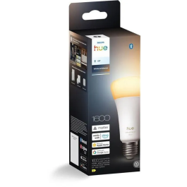 Philips Hue Ampoule LED connectée E27 11,8W A67 - Blanc chaud 2700K 1600 lumens - Gradation fluide 5%-100% compatible application Hue